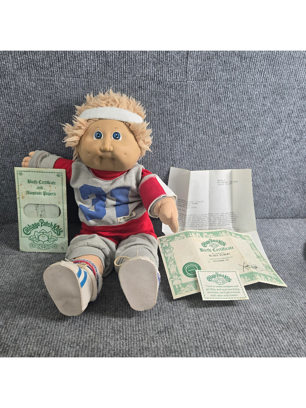 Cabbage Patch Kids 1982 Boy Blonde Doll with Birth Certificate